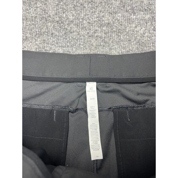 Crazy Yoga Performance Pants Mens 34W Charcoal Gray Stretch Zipper Pocket Chino - Picture 2 of 7